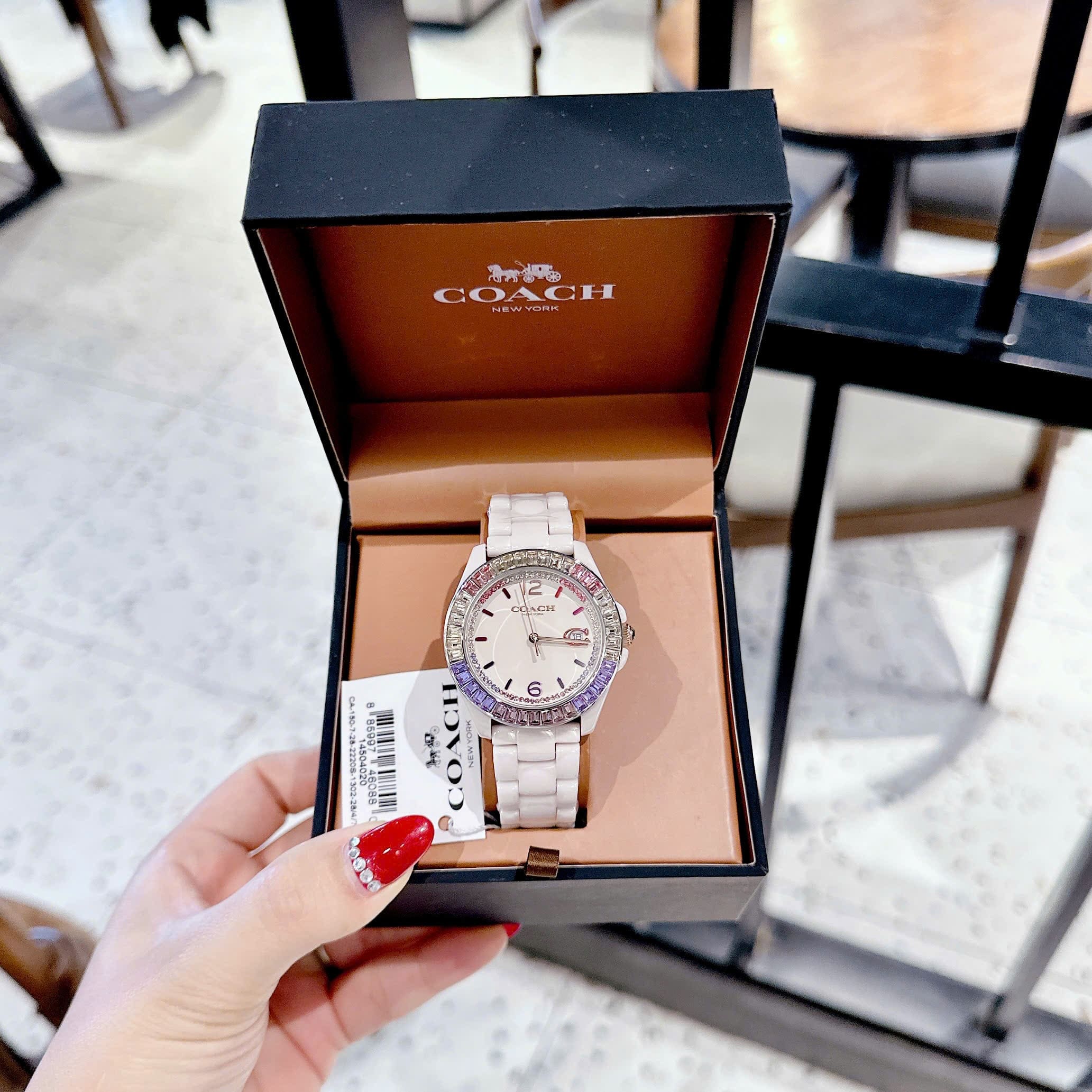 Đồng Hồ Coach Greyson |Nữ Giới |Rainbow |Dây Đá Ceramic Trắng |Máy Pin (Quartz) |Size 36mm |donghogiatot.vn