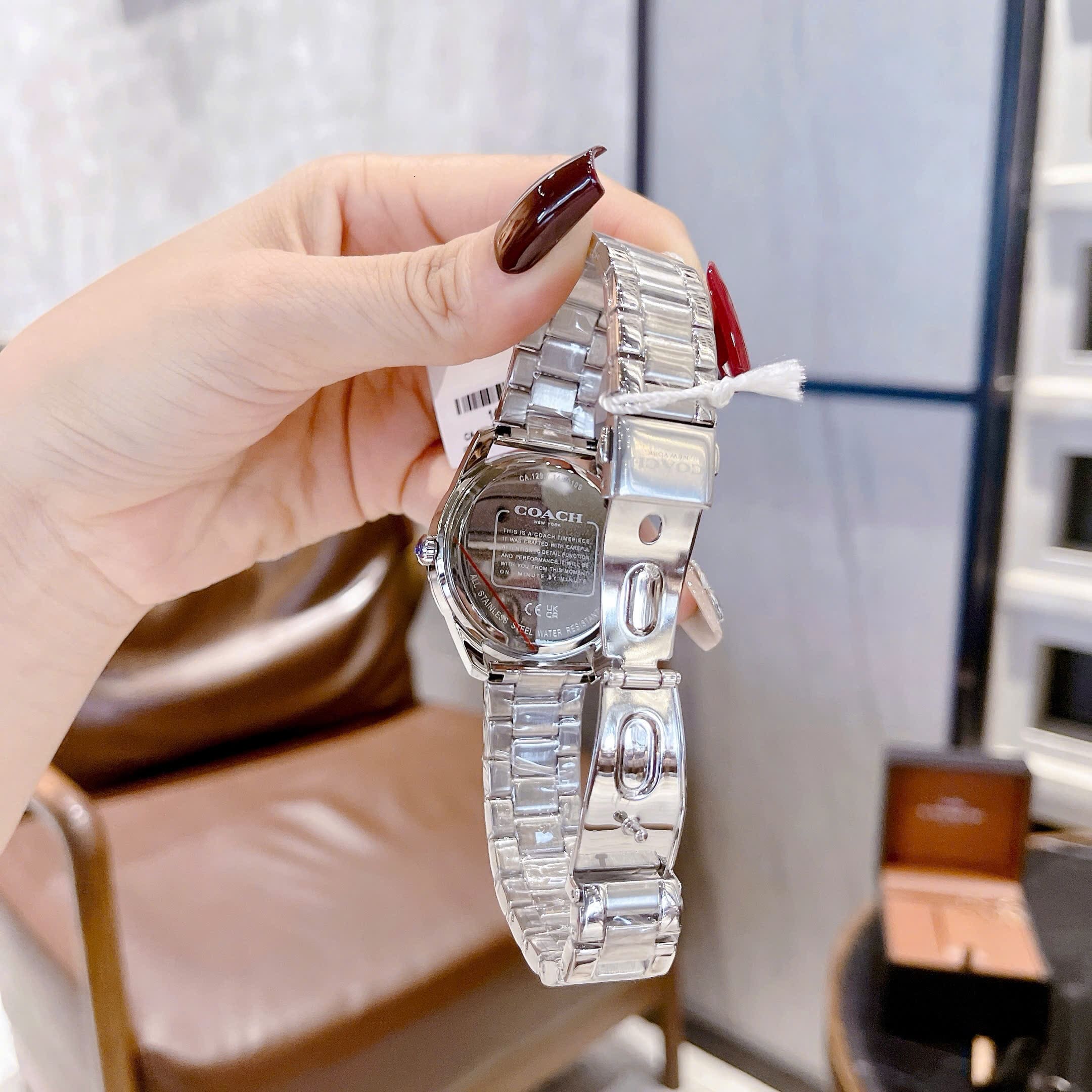 Đồng Hồ Coach Preston |Nữ Giới |Mặt Full Đá Swarovski |Dây Kim Loại Silver |Máy Pin (Quartz) |Size 36mm |donghogiatot.vn