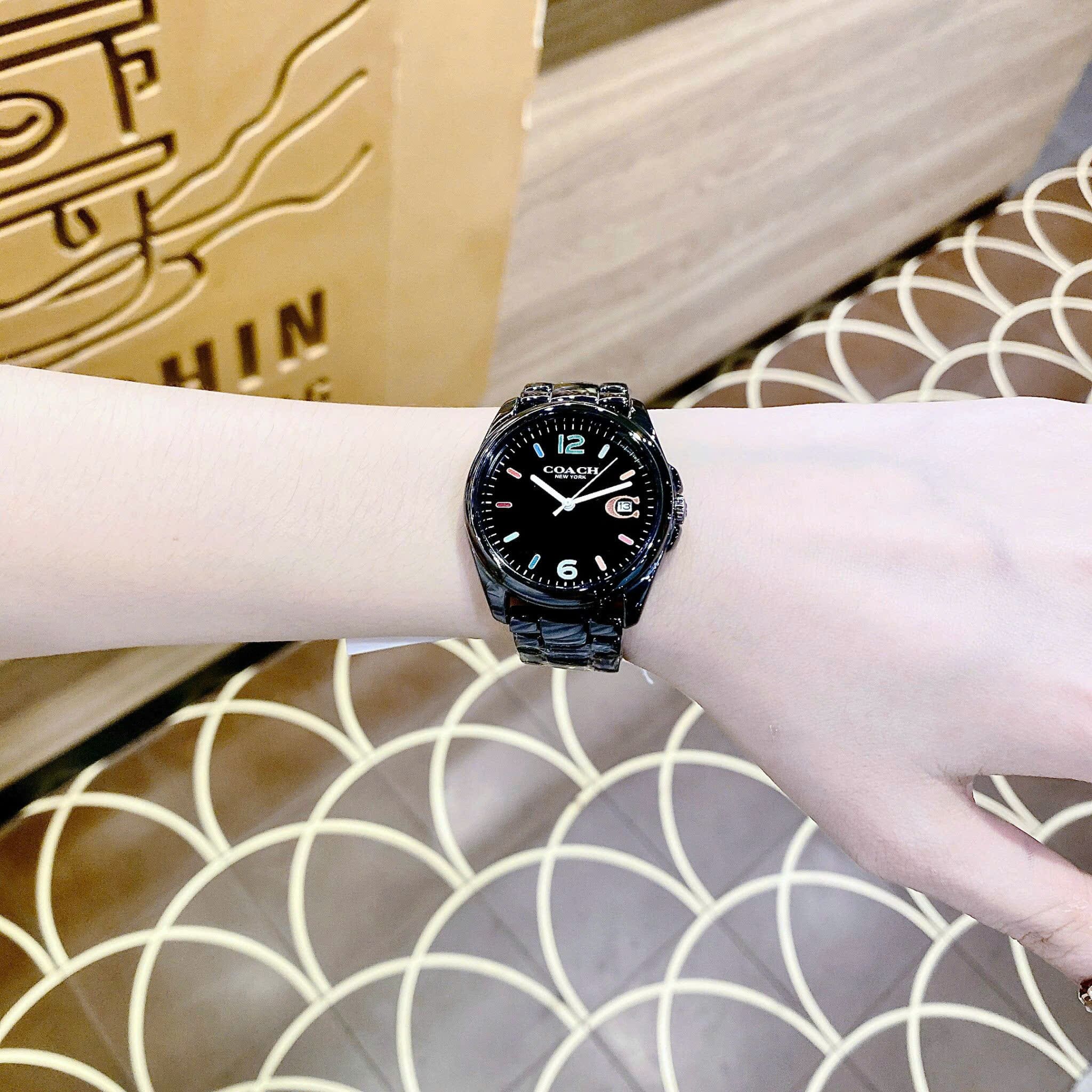 Đồng Hồ Coach Greyson |Nữ Giới |Mặt Tròn |Dây Đá Ceramic Đen |Máy Pin (Quartz) |Size 36mm |donghogiatot.vn