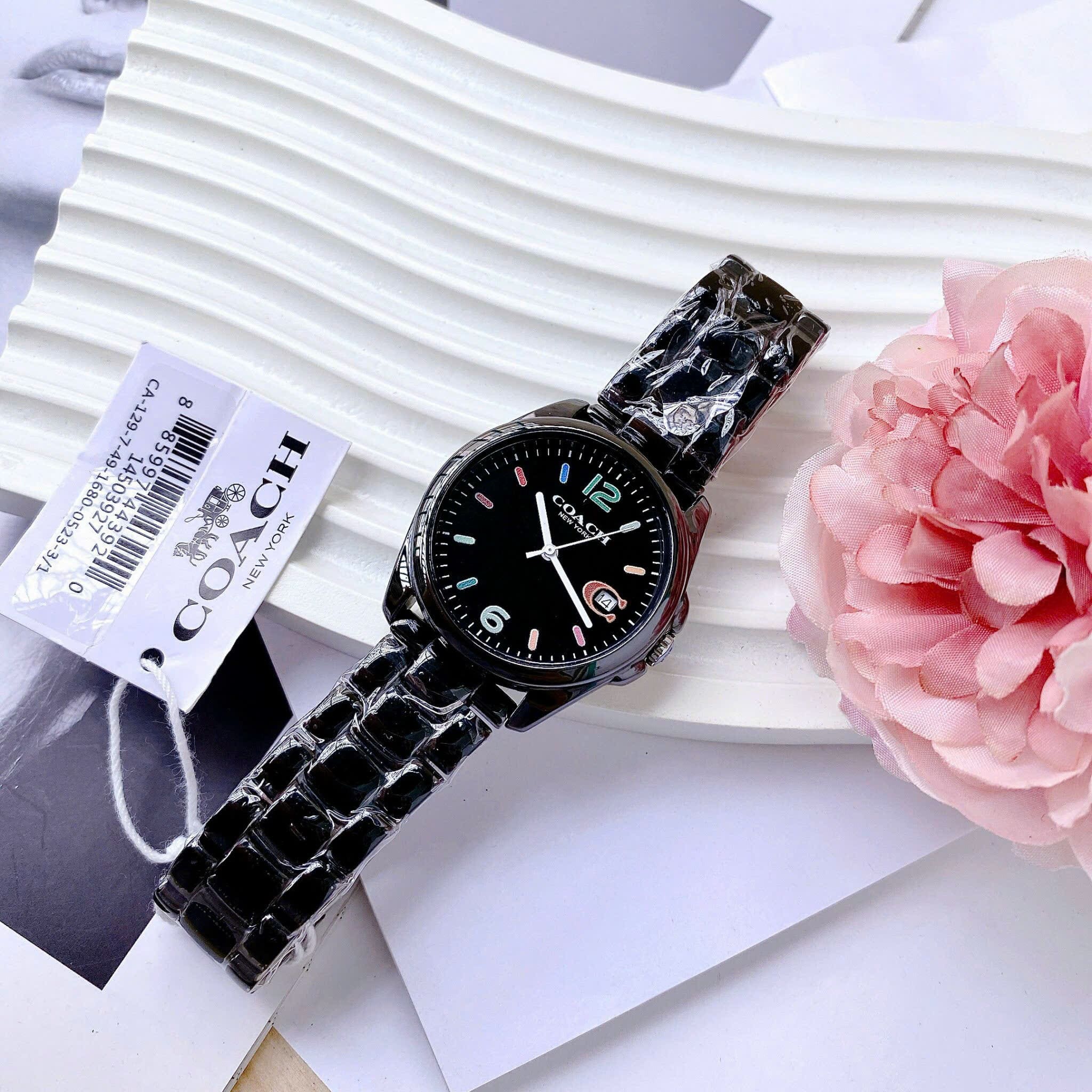 Đồng Hồ Coach Greyson |Nữ Giới |Mặt Tròn |Dây Đá Ceramic Đen |Máy Pin (Quartz) |Size 36mm |donghogiatot.vn