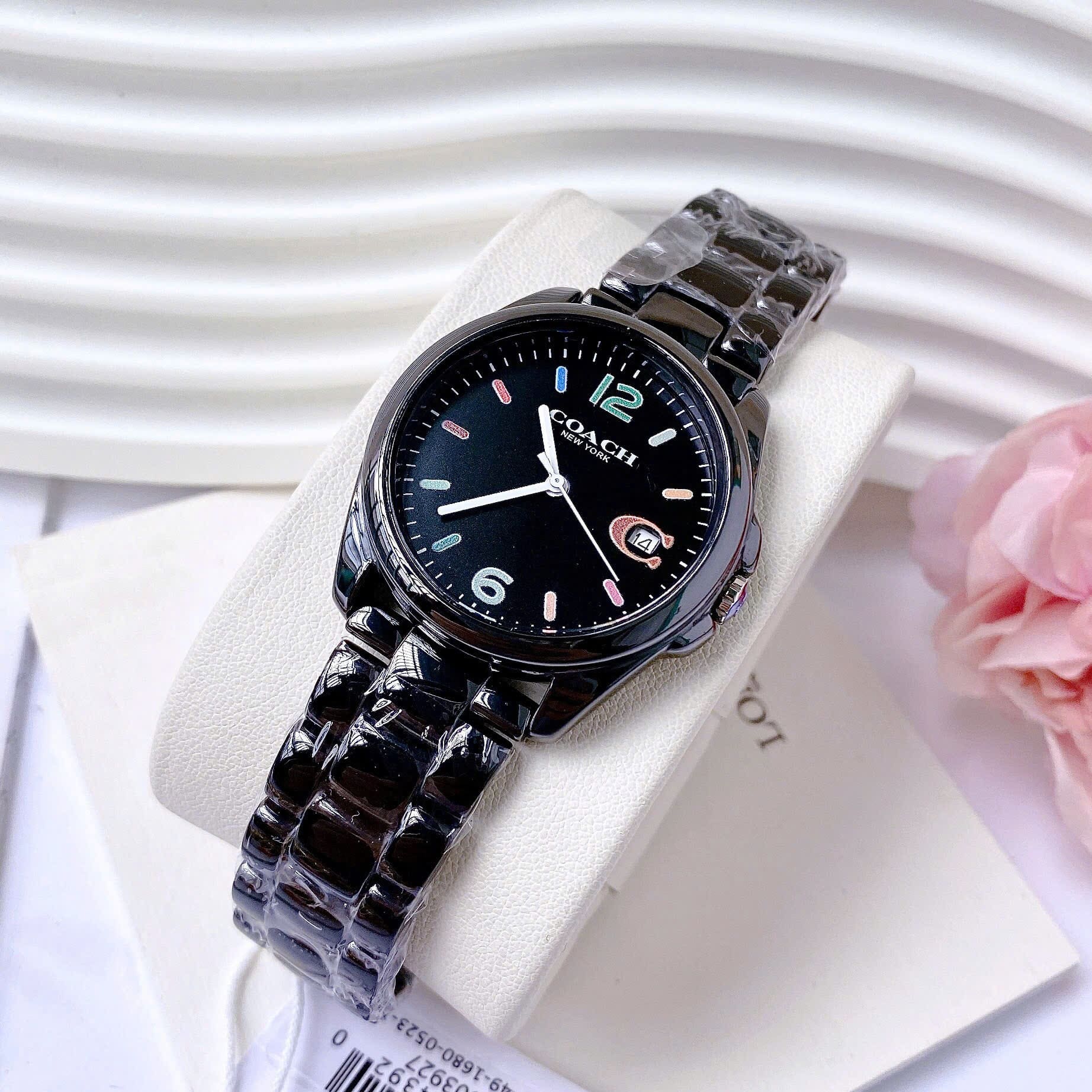 Đồng Hồ Coach Greyson |Nữ Giới |Mặt Tròn |Dây Đá Ceramic Đen |Máy Pin (Quartz) |Size 36mm |donghogiatot.vn