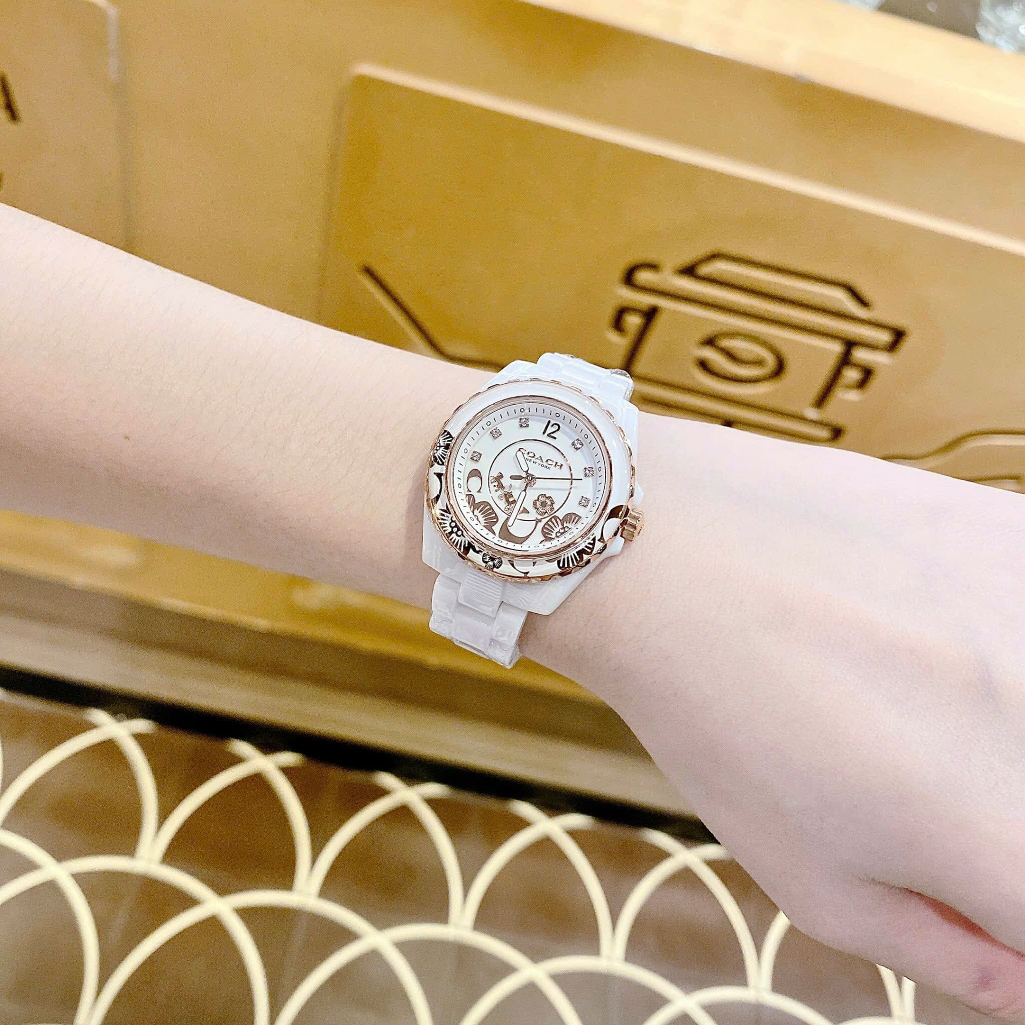 Đồng Hồ Coach Preston Blush |Nữ Giới |Rose Gold |Dây Đá Ceramica Trắng |Máy Pin (Quartz) |Size 32mm |donghogiatot.vn
