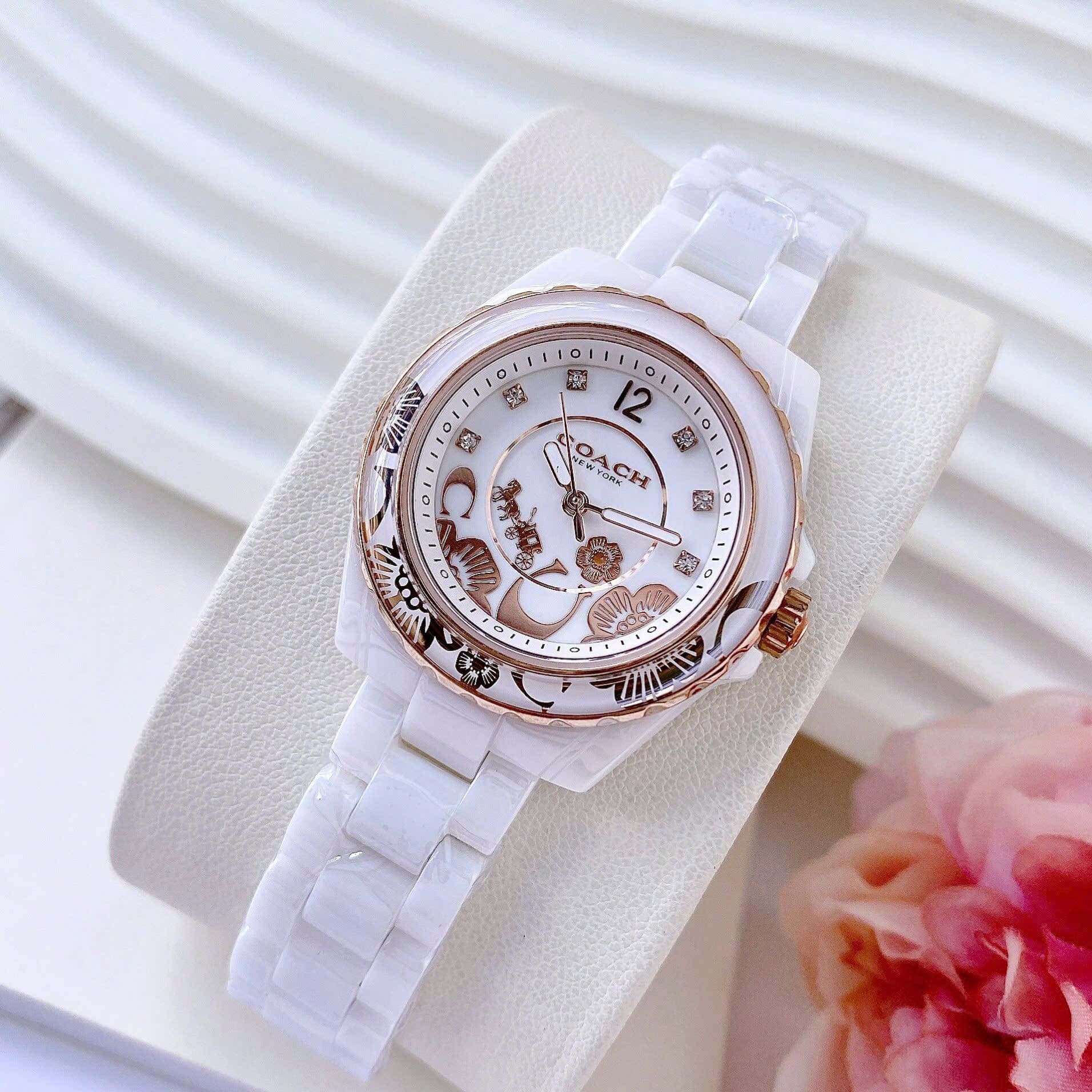 Đồng Hồ Coach Preston Blush |Nữ Giới |Rose Gold |Dây Đá Ceramica Trắng |Máy Pin (Quartz) |Size 32mm |donghogiatot.vn