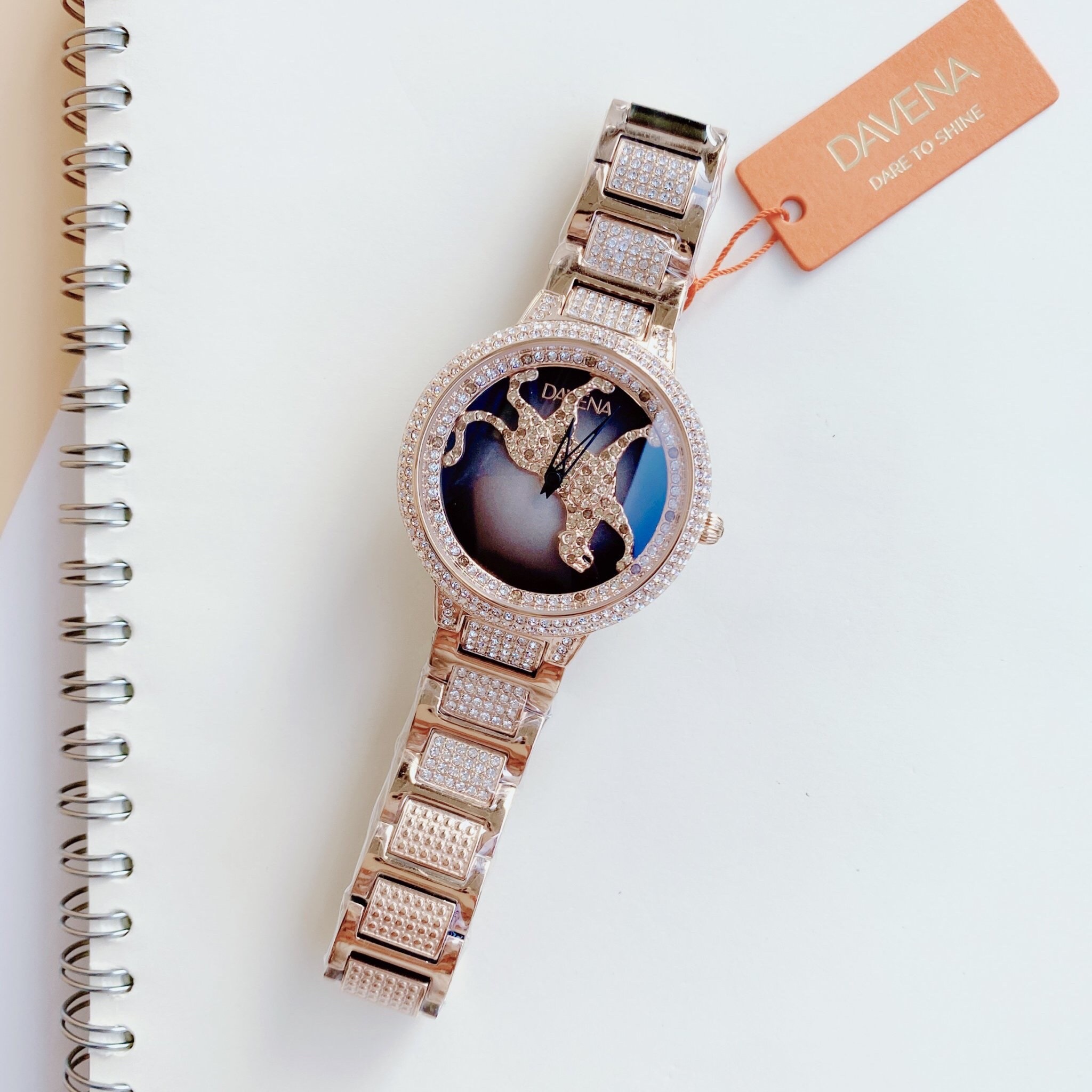 Đồng Hồ Davena Mặt Báo Xoay |Nữ Giới |Rose Gold |Dây Kim Loại |Máy Pin (Quartz) |Size 39mm |donghogiatot.vn