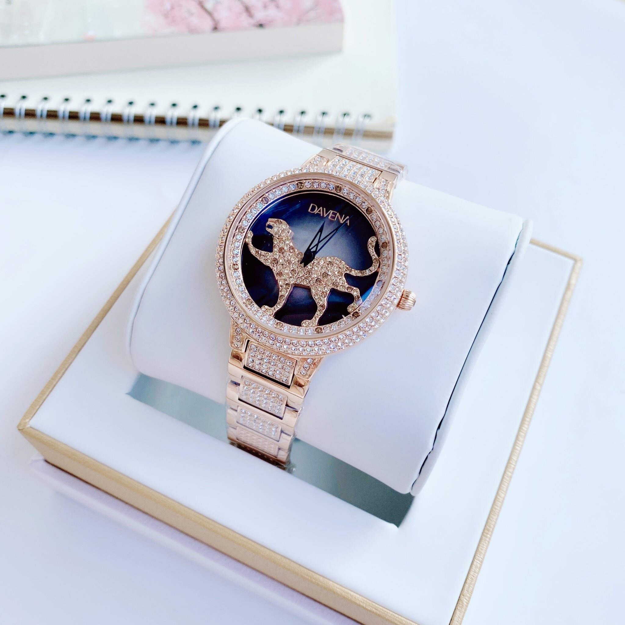 Đồng Hồ Davena Mặt Báo Xoay |Nữ Giới |Rose Gold |Dây Kim Loại |Máy Pin (Quartz) |Size 39mm |donghogiatot.vn