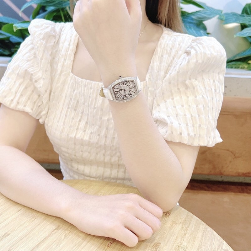 Đồng Hồ Davena Mặt Oval |Nữ Giới |Silver |Full Đá Swarovski |Dây Da Trắng |Máy Pin (Quartz) |Size 32x36mm |donghogiatot.vn