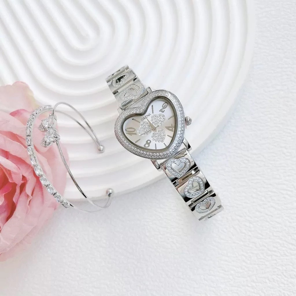 Đồng Hồ Davena Mặt Trái Tim Trắng |Nữ Giới |Silver |Dây Kim Loại |Máy Pin (Quartz) |Size 34mm |donghogiatot.vn
