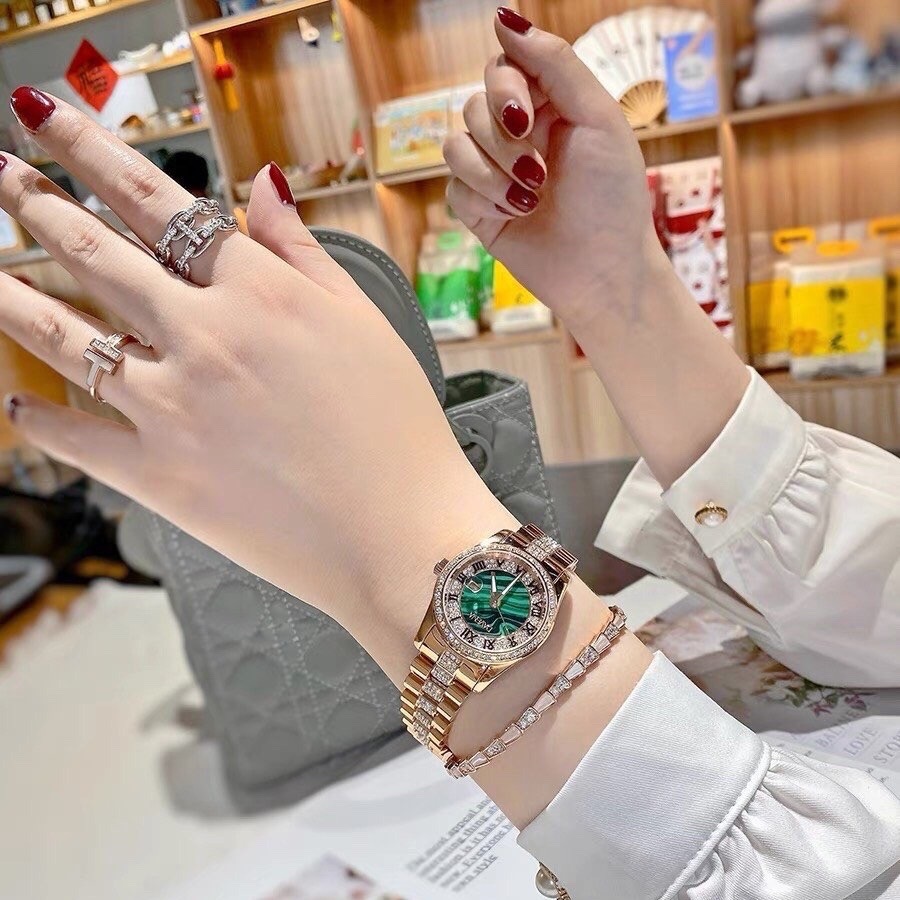 Đồng Hồ Davena Mặt Xanh Ngọc |Nữ Giới |Rose Gold |Dây Kim Loại |Máy Pin (Quartz) |Size 34mm |donghogiatot.vn