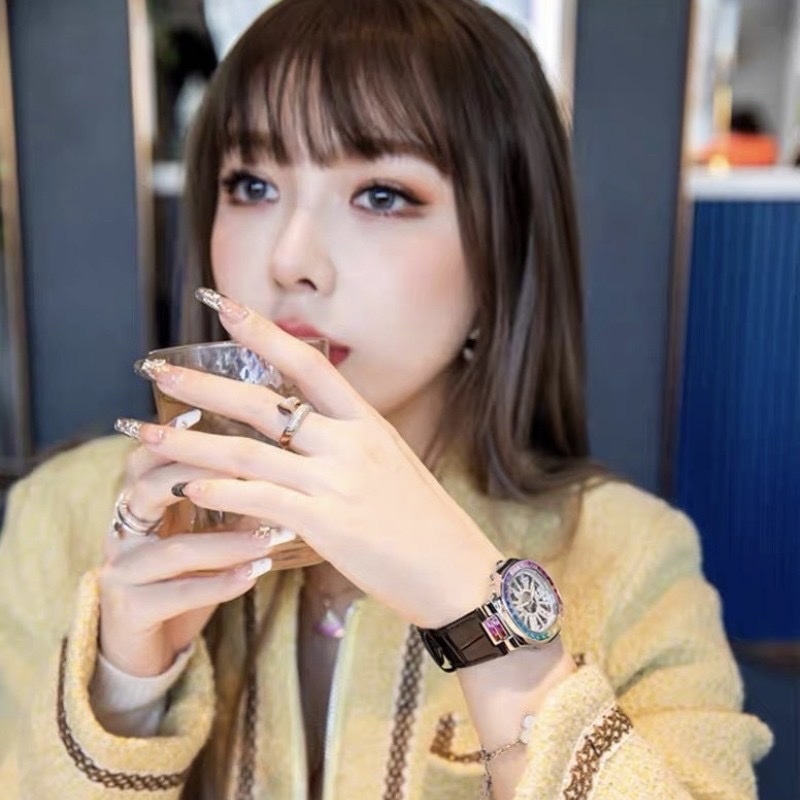 Đồng Hồ Davena Tựa Patek Philip |Nữ Giới |Full Đá Silver |Dây Da Đen |Máy Cơ (Automatic) |Size 34mm |donghogiatot.vn