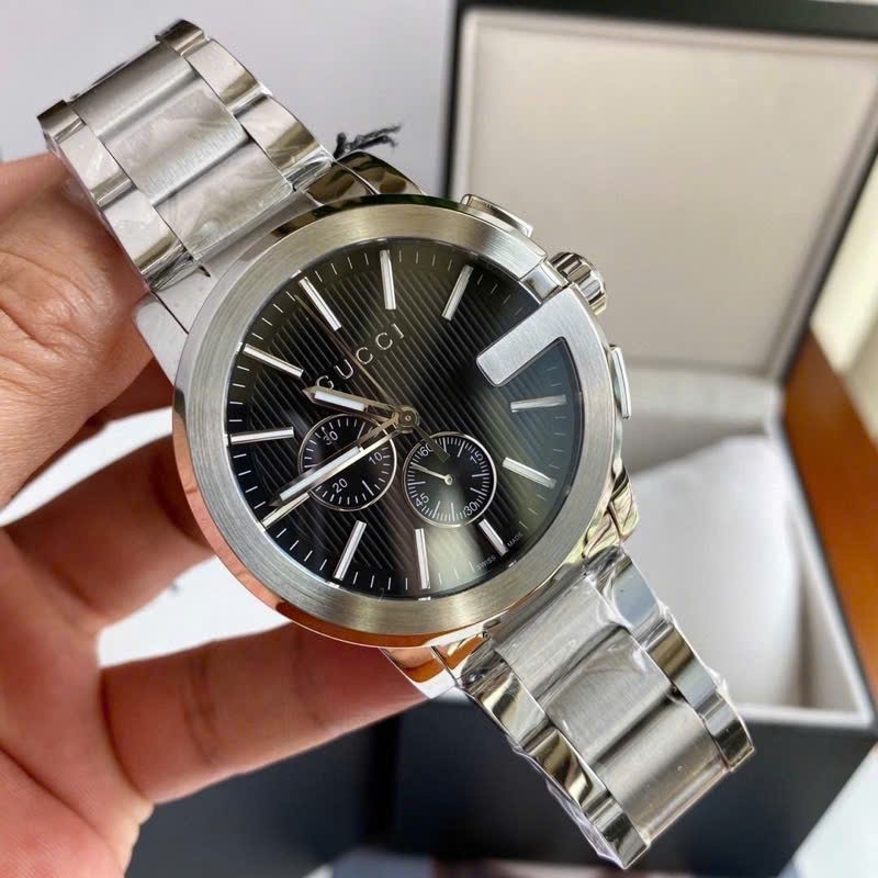 Đồng Hồ Gucci G-Timeless G-Chrono |Nam |Mặt Tròn Đen |Dây Kim Loại Silver |Máy Pin (Quartz) |Size 44mm |donghogiatot.vn
