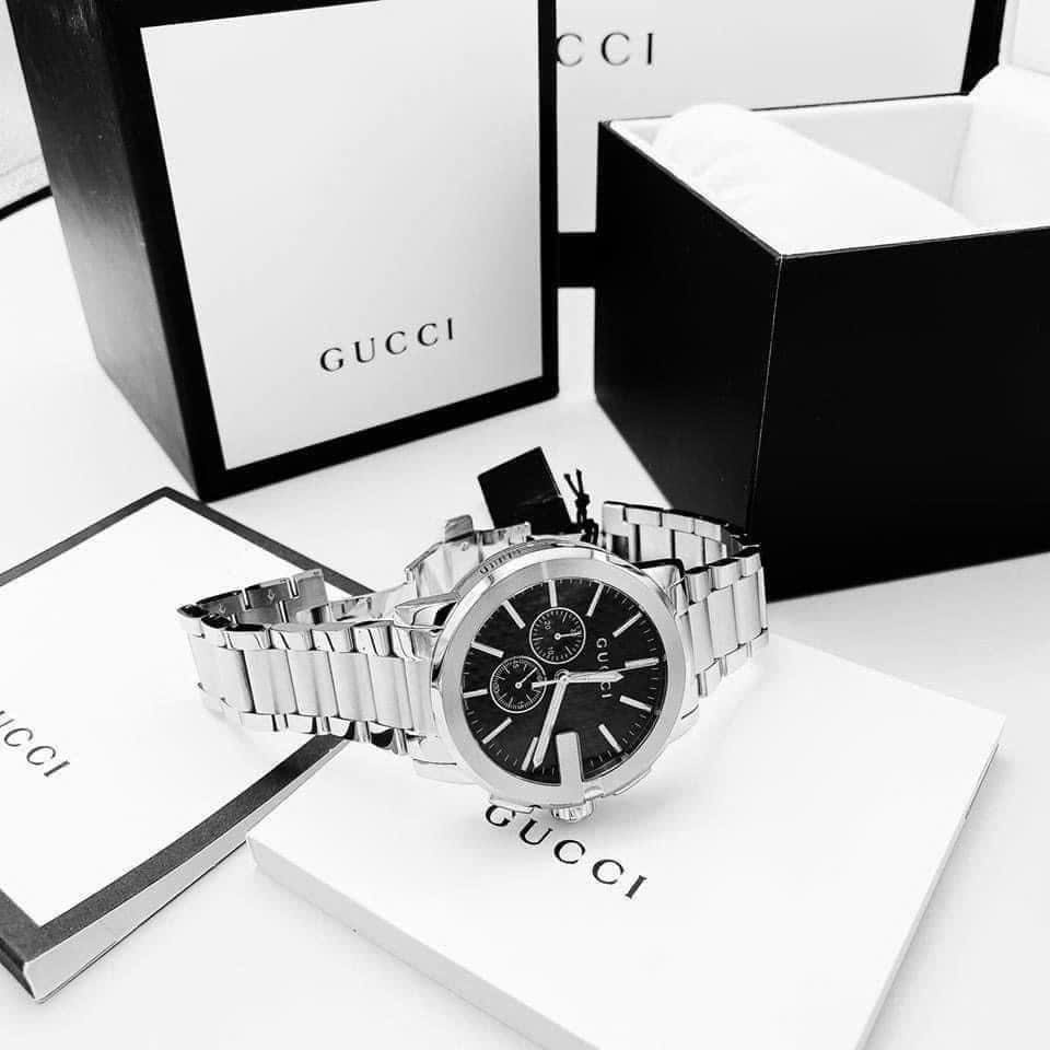 Đồng Hồ Gucci G-Timeless G-Chrono |Nam |Mặt Tròn Đen |Dây Kim Loại Silver |Máy Pin (Quartz) |Size 44mm |donghogiatot.vn