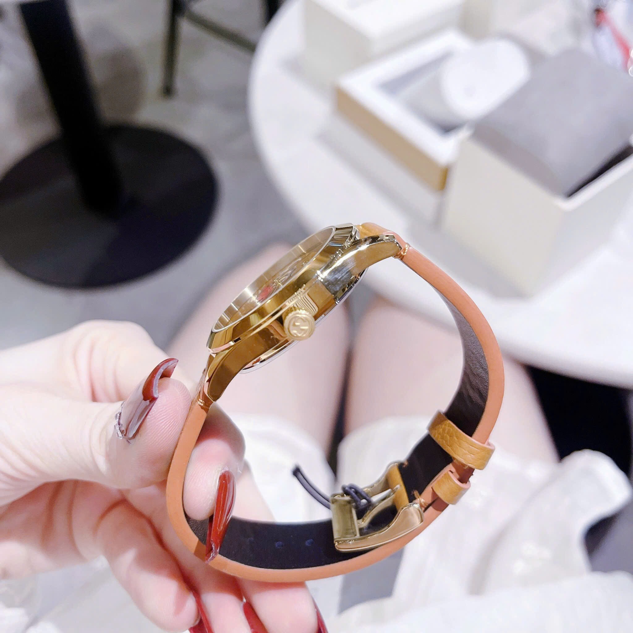 Đồng Hồ Gucci G-Timeless Butterfly |Nữ |Rose Gold |Dây Da Màu Nâu |Máy Pin (Quartz) |Size 38mm |donghogiatot.vn