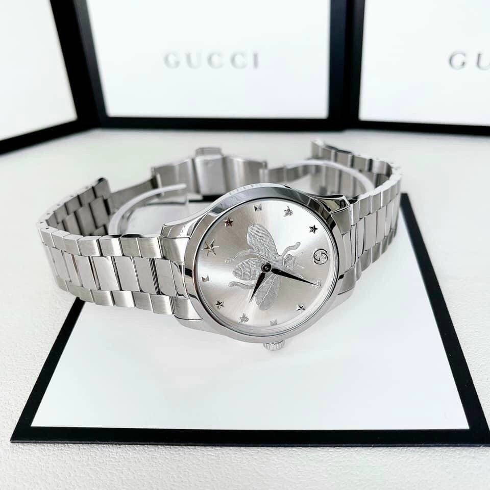 Đồng Hồ Gucci G-Timeless Iconic |Nam |Mặt Con Ong Trắng |Dây Kim Loại Silver |Máy Pin (Quartz) |Size 38mm |donghogiatot.vn