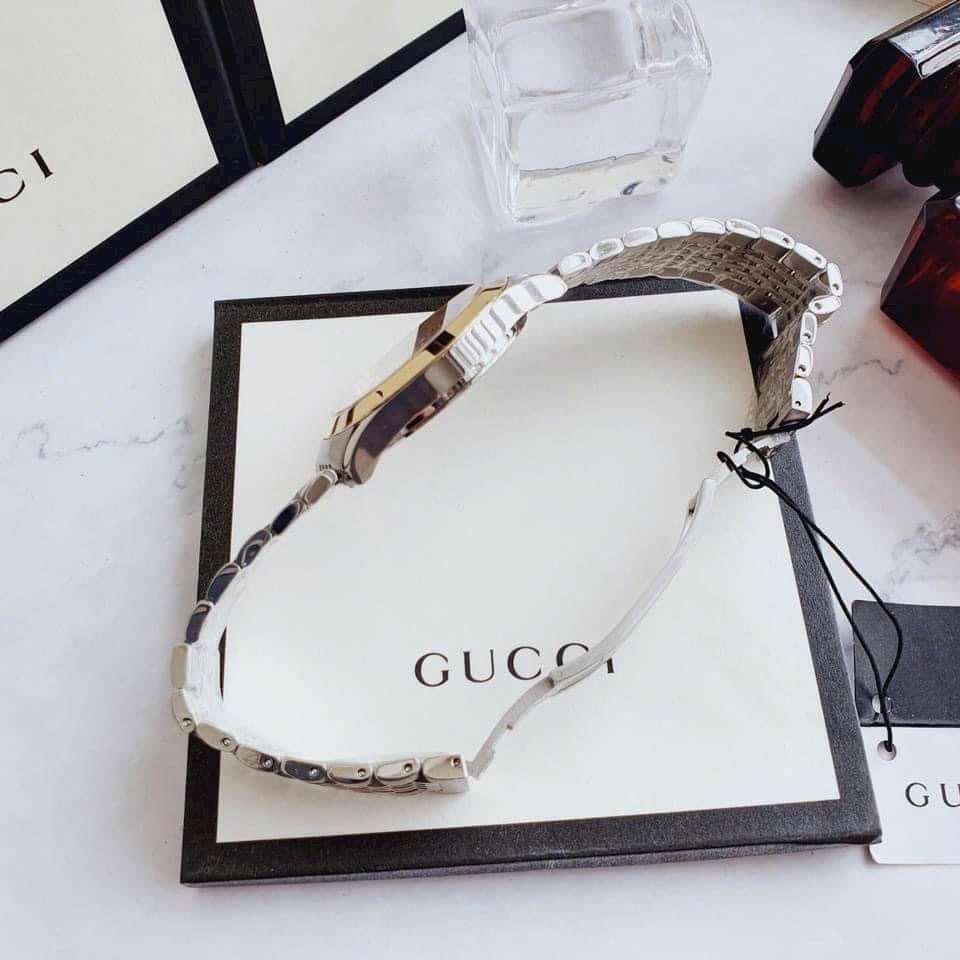 Đồng Hồ Gucci G-Timeless |Nam Giới |Mặt Trắng |Dây Kim Loại Demi Vàng |Máy Pin (Quartz) |Size 38mm |donghogiatot.vn