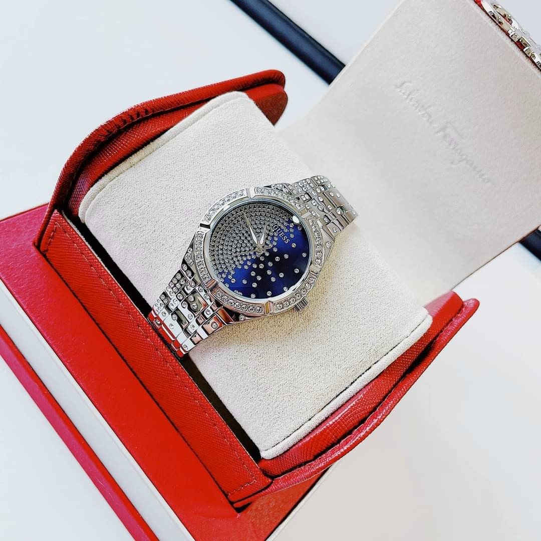 Đồng Hồ Guess Afterglow |Nữ Giới |Mặt Xanh Dương |Dây Kim Loại Silver |Máy Pin (Quartz) |Size 36mm |donghogiatot.vn