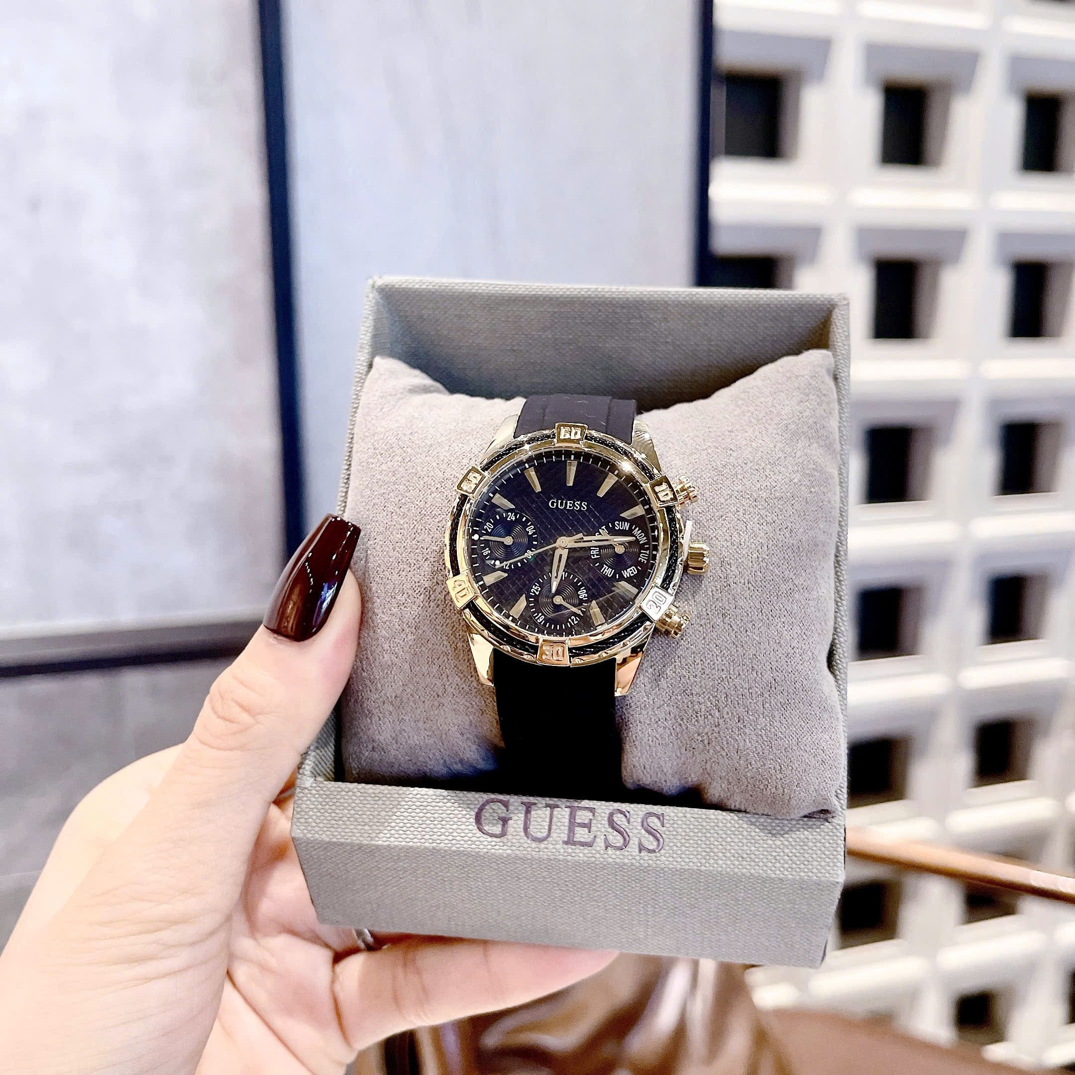 Đồng Hồ Guess Catalina |Nữ Giới |Vàng Gold |Dây Silicone Màu Đen |Máy Pin (Quartz) |Size 35mm |donghogiatot.vn