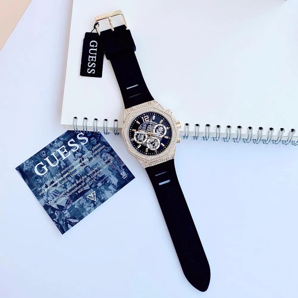 Đồng Hồ Guess Cut-thru |Nam Giới |Vàng Gold |Dây Cao Su Đen |Máy Pin (Quartz) |Size 44mm |donghogiatot.vn
