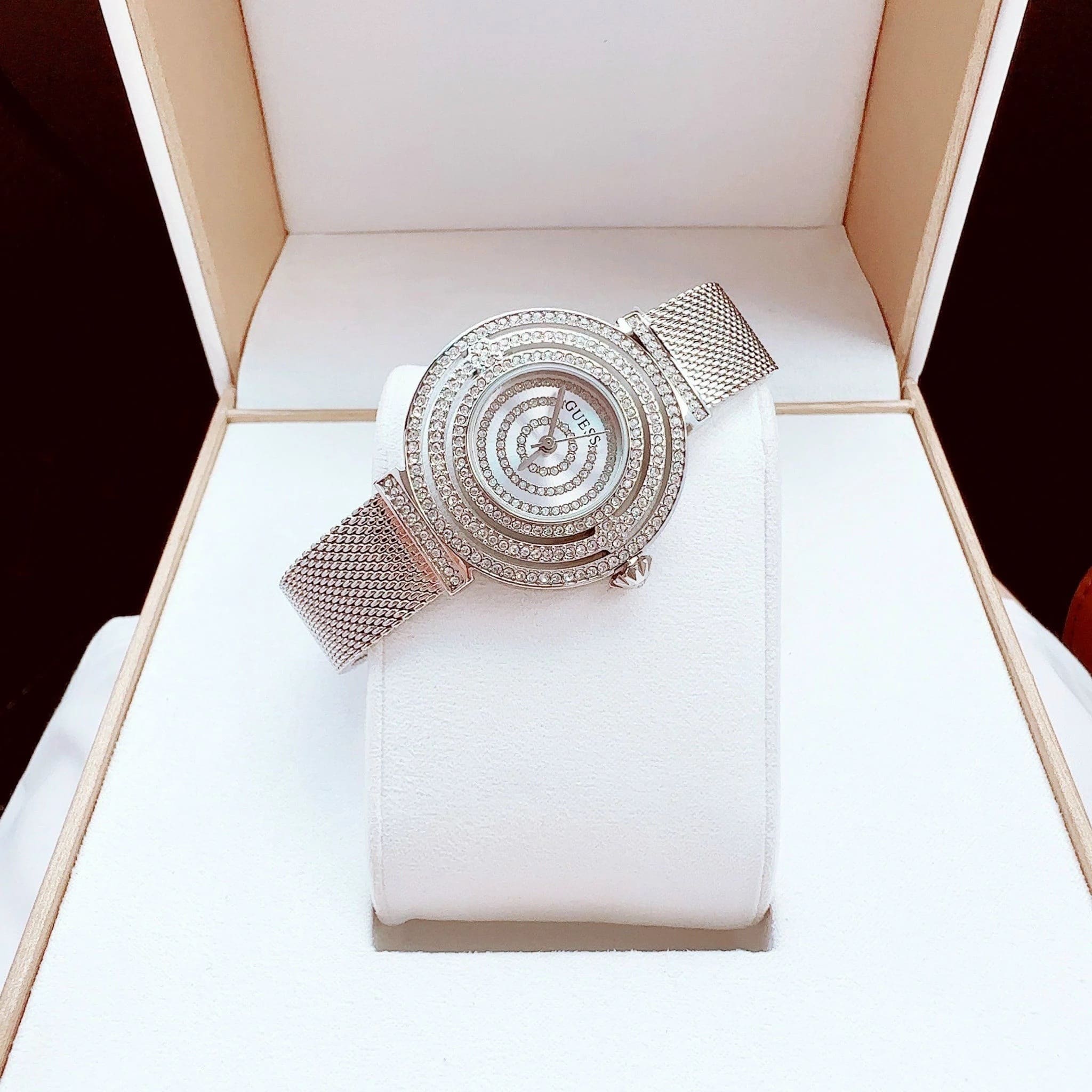 Đồng Hồ Guess Daydream |Nữ Giới |Đính Đá |Dây Lưới Trắng Silver |Máy Pin (Quartz) |Size 36mm |donghogiatot.vn