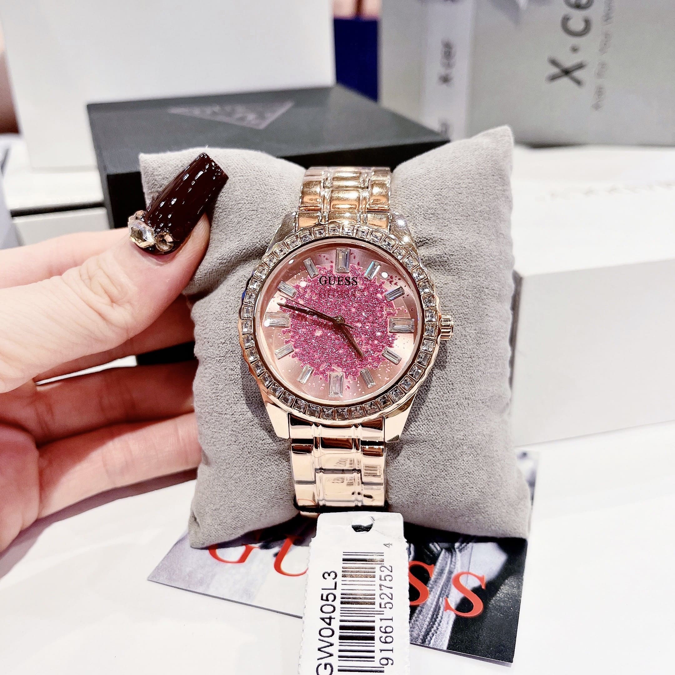 Đồng Hồ Guess Glitter |Nữ Giới |Mặt Hồng |Dây Kim Loại Rose Gold |Máy Pin (Quartz) |Size 38mm |donghogiatot.vn