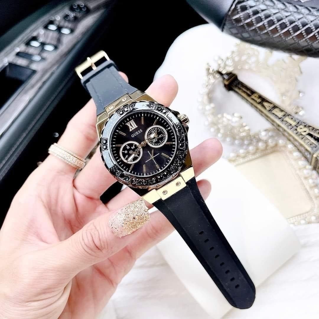 Đồng Hồ Guess Limelight |Nữ Giới |Mặt Đính Đá Đen |Dây Cao Su Đen |Máy Pin (Quartz) |Size 38mm |donghogiatot.vn