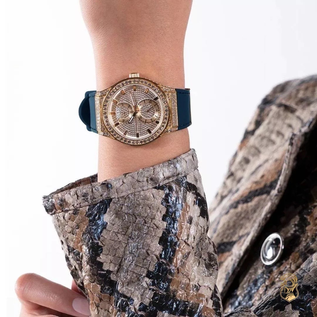 Đồng Hồ Guess Limelight |Nữ Giới |Đính Đá Rose Gold |Dây Sillicone Xanh |Máy Pin (Quartz) |Size 39mm |donghogiatot.vn