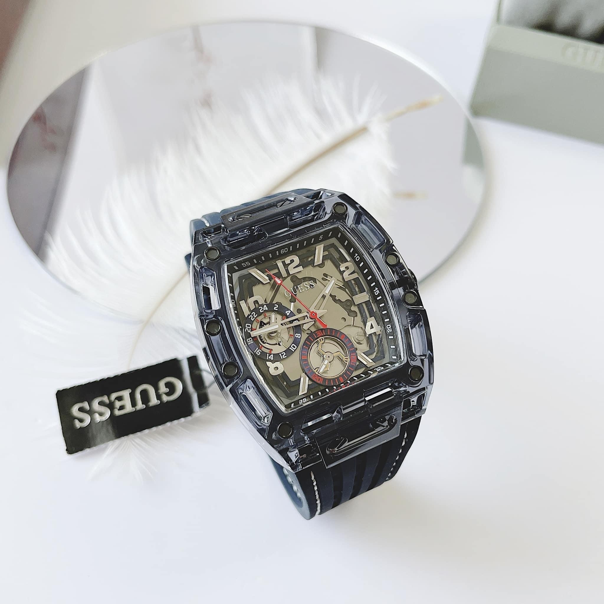 Đồng Hồ Guess Multi Function |Nam Giới |Lộ Máy |Dây Sillicone Đen |Máy Pin (Quartz) |Size 44mm |donghogiatot.vn