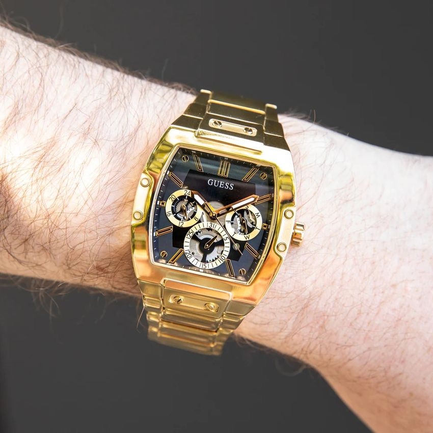 Đồng Hồ Guess Multi Function |Nam Giới |Mặt Đen |Dây Kim Loại Vàng |Máy Pin (Quartz) |Size 43x51mm |donghogiatot.vn