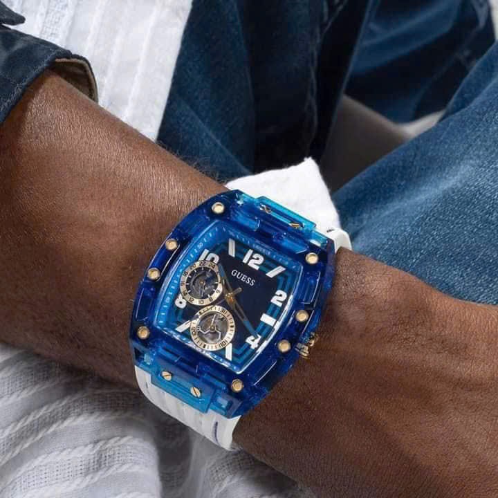 Đồng Hồ Guess Phoenix |Nam Giới |Chronograph |Xanh Dương |Dây Sillicone Trắng |Máy Pin (Quartz) |Size 43x51mm |donghogiatot.vn