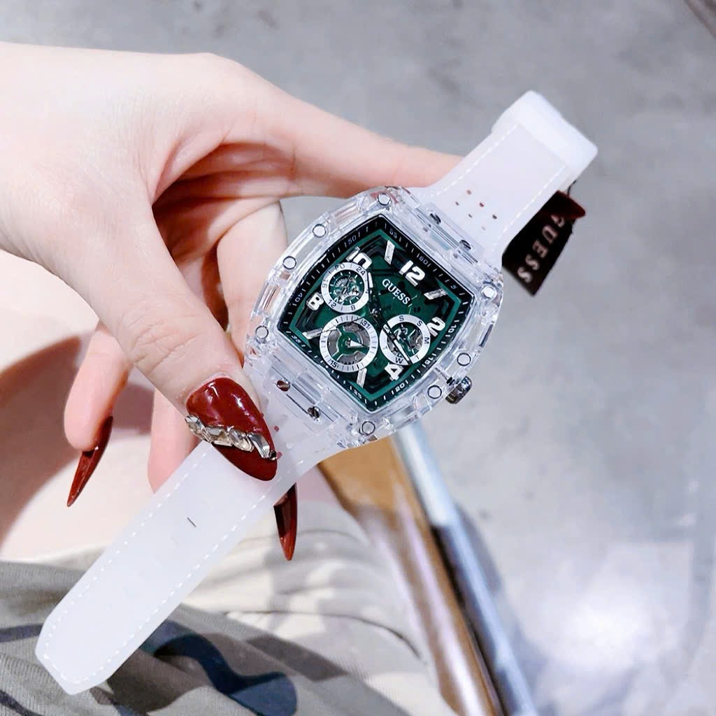 Đồng Hồ Guess Phoenix |Nam Giới |Chronograph |Xanh Lá |Dây Sillicone Trắng |Máy Pin (Quartz) |Size 43x51mm |donghogiatot.vn