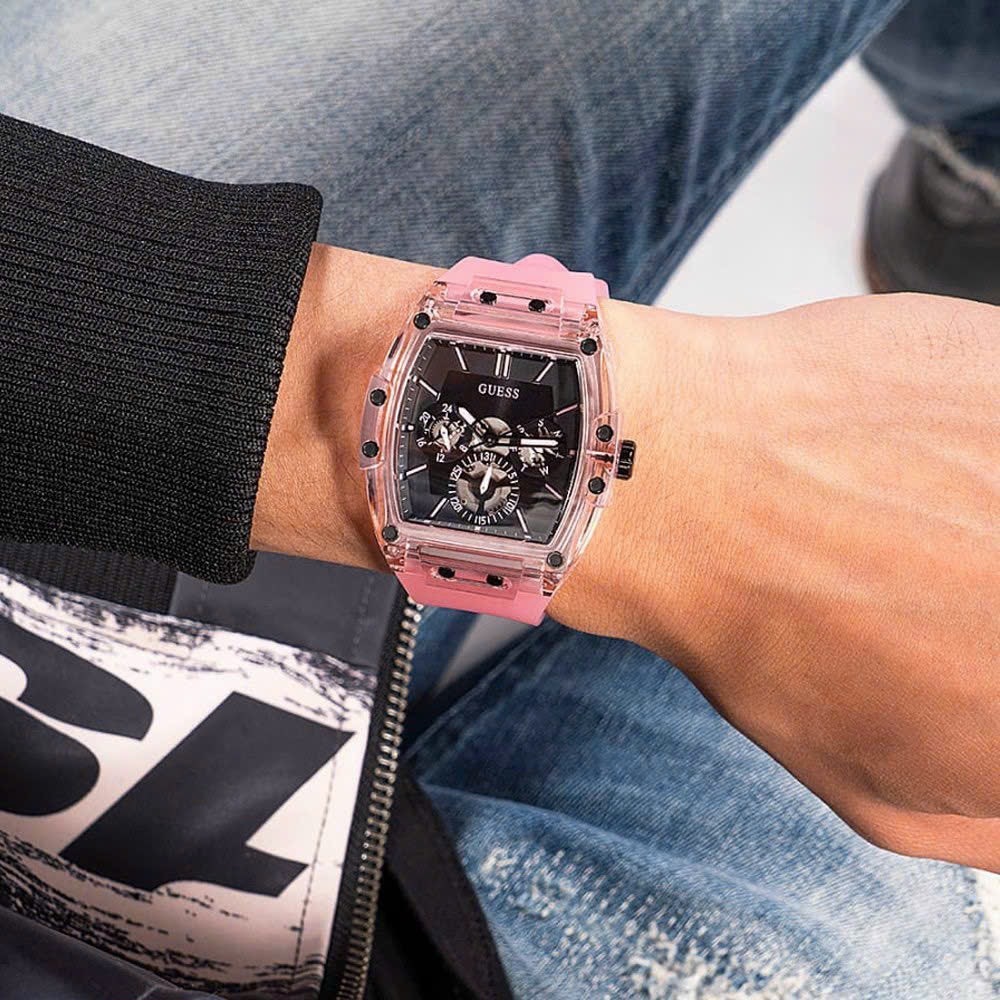 Đồng Hồ Guess Phoenix |Unisex |Chronograph |Dây Sillicone Hồng |Máy Pin (Quartz) |Size 43x51mm |donghogiatot.vn