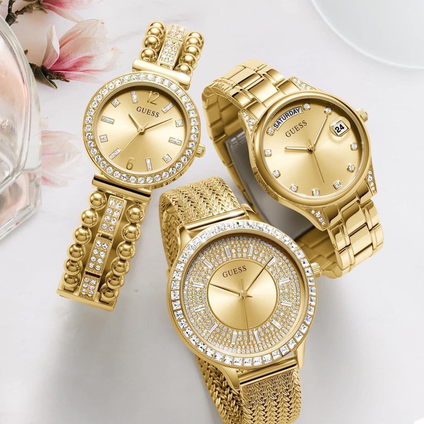 Đồng Hồ Guess Willow |Nữ Giới |Đính Đá |Dây Lưới Vàng Gold |Máy Pin (Quartz) |Size 38mm |donghogiatot.vn