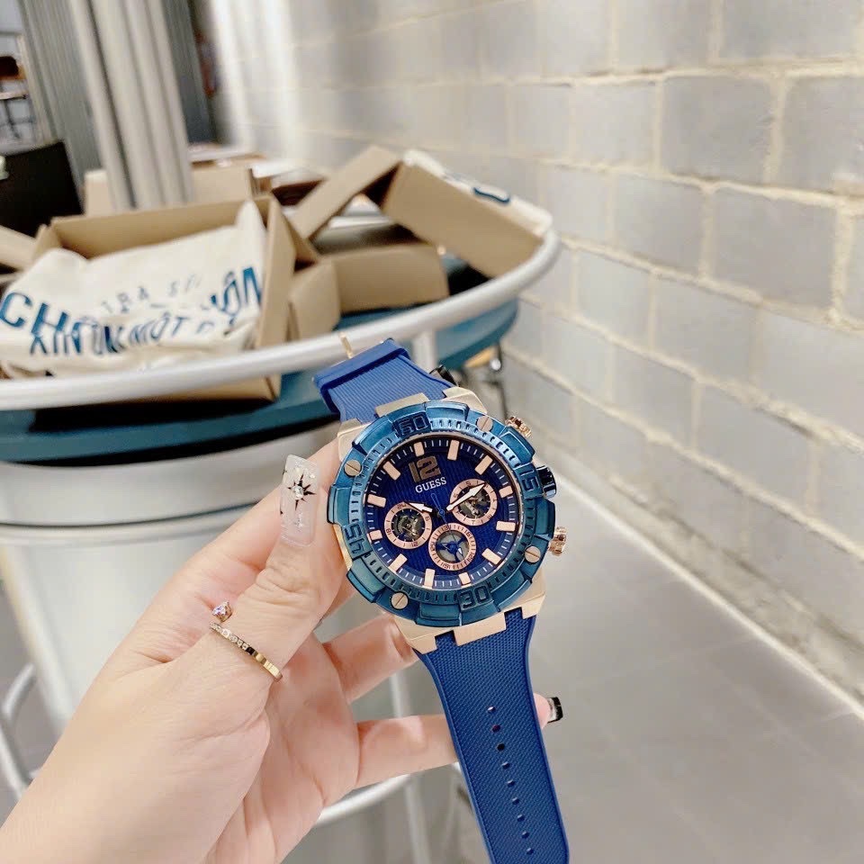 Đồng Hồ Guess Navigator |Nam Giới |Rose Gold |Dây Sillicone Xanh |Máy Pin (Quartz) |Size 50mm |donghogiatot.vn
