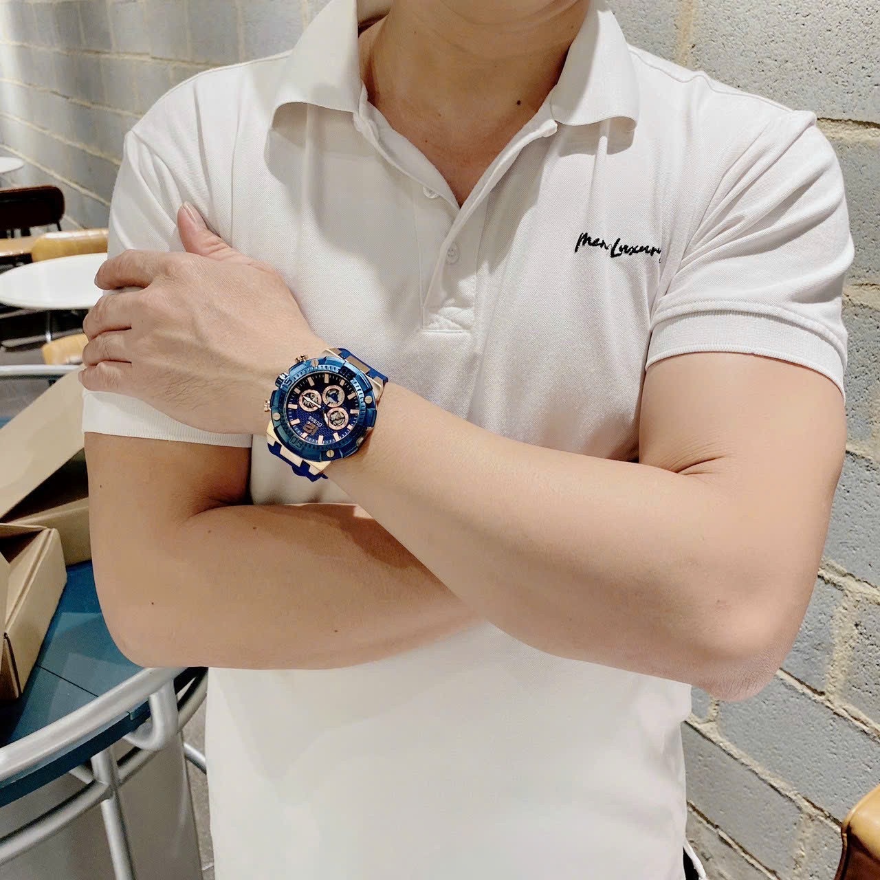 Đồng Hồ Guess Navigator |Nam Giới |Rose Gold |Dây Sillicone Xanh |Máy Pin (Quartz) |Size 50mm |donghogiatot.vn