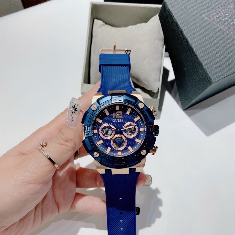 Đồng Hồ Guess Navigator |Nam Giới |Rose Gold |Dây Sillicone Xanh |Máy Pin (Quartz) |Size 50mm |donghogiatot.vn