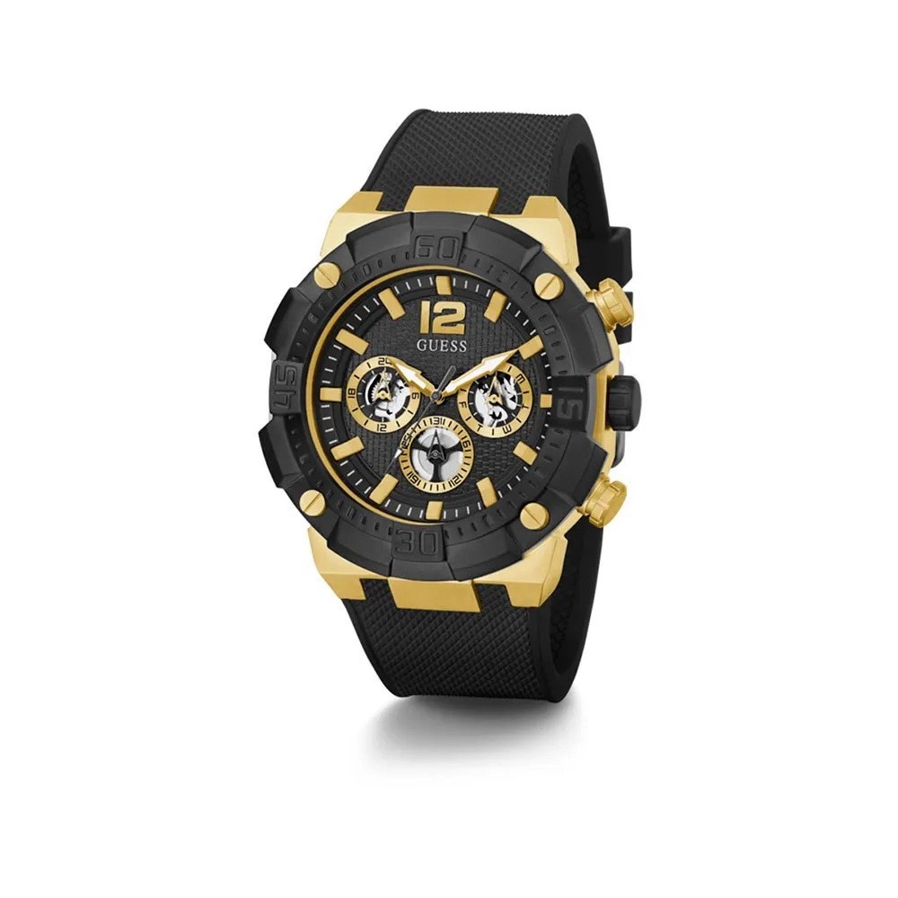 Đồng Hồ Guess Navigator |Nam Giới |Vàng Gold |Dây Sillicone Đen |Máy Pin (Quartz) |Size 50mm |donghogiatot.vn