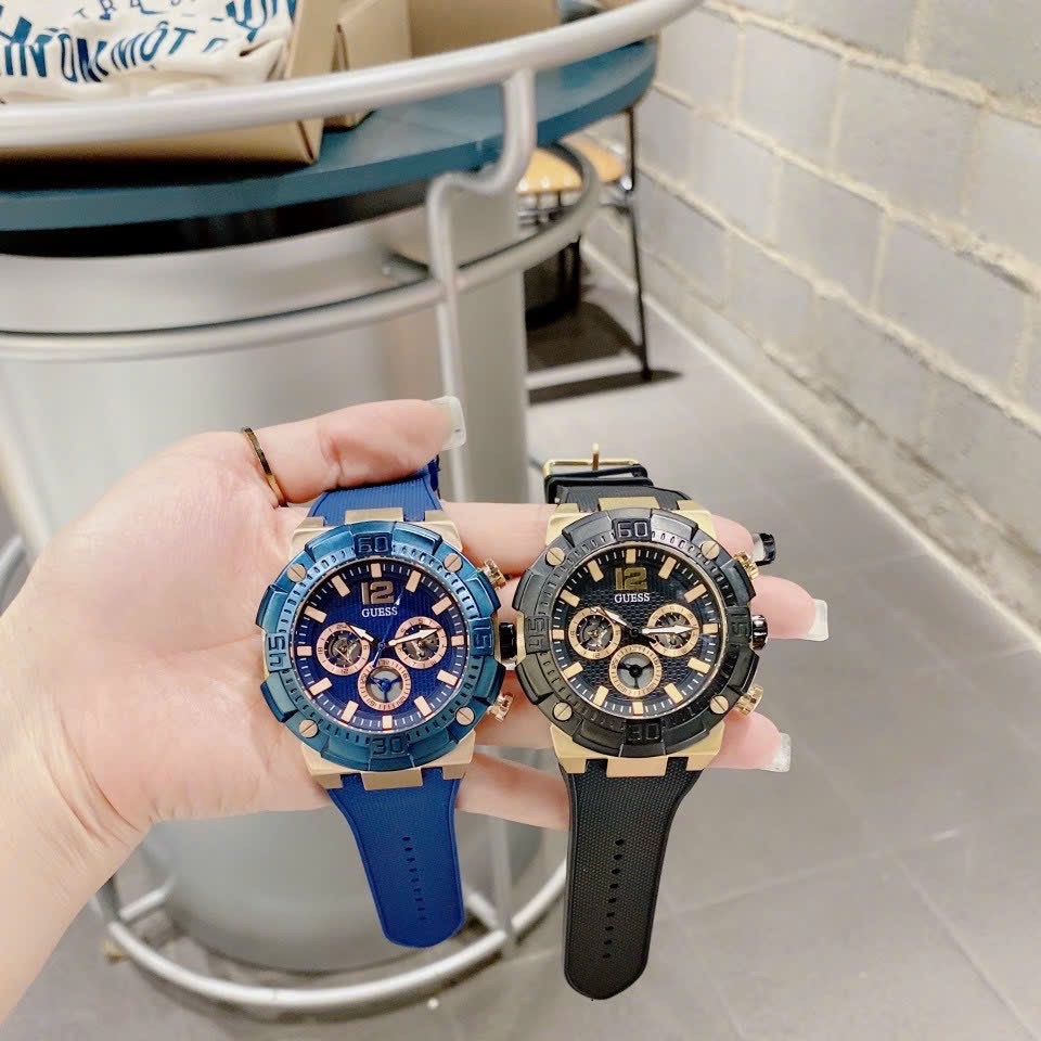 Đồng Hồ Guess Navigator |Nam Giới |Vàng Gold |Dây Sillicone Đen |Máy Pin (Quartz) |Size 50mm |donghogiatot.vn