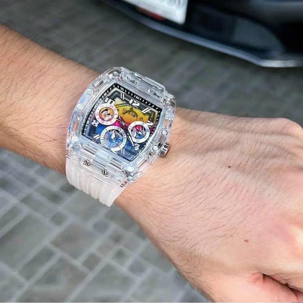 Đồng Hồ Guess Phoenix |Nam giới |Clear Multi-Function |Dây Sillicone Trắng |Máy Pin (Quartz) |Size 43x51mm |donghogiatot.vn