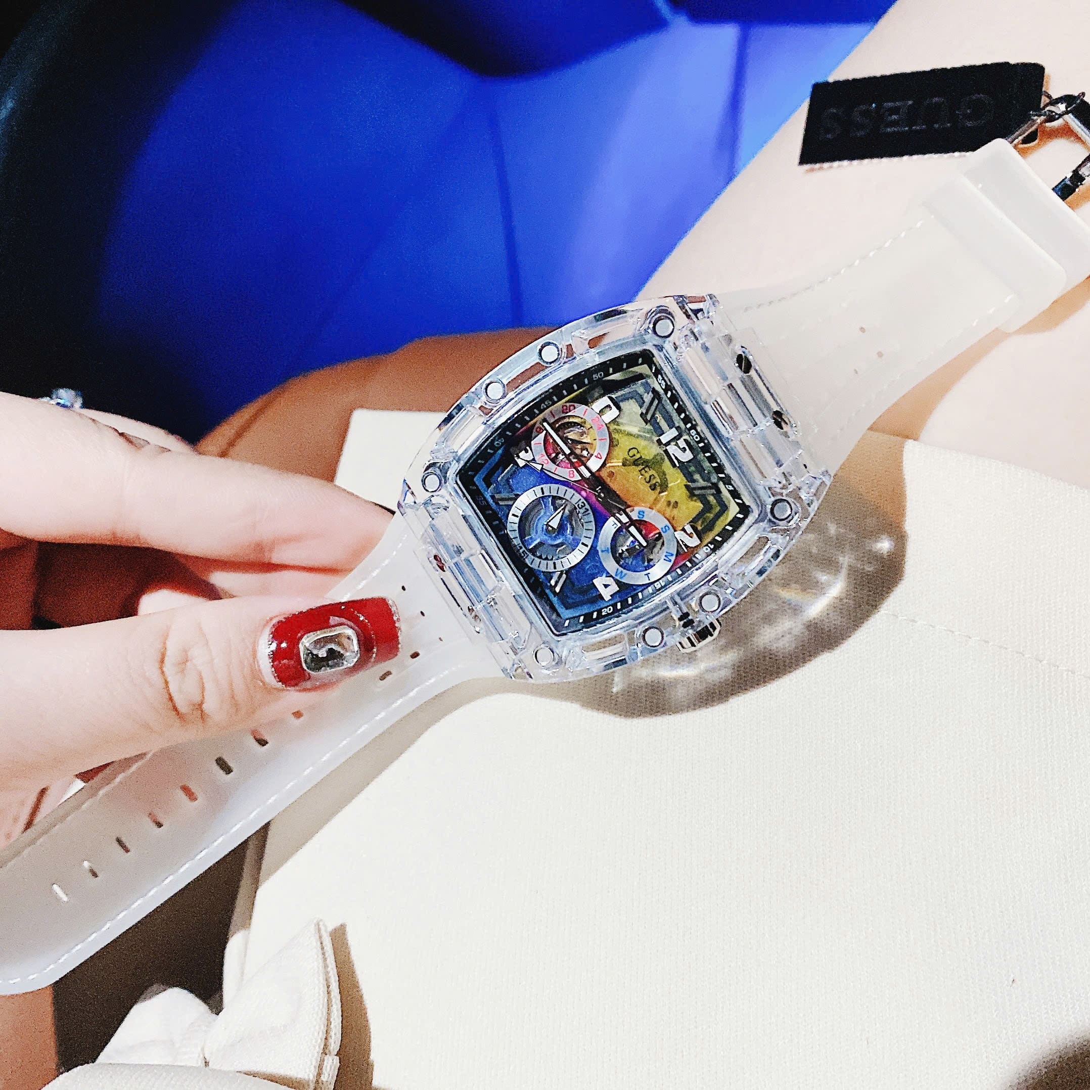 Đồng Hồ Guess Phoenix |Nam giới |Clear Multi-Function |Dây Sillicone Trắng |Máy Pin (Quartz) |Size 43x51mm |donghogiatot.vn