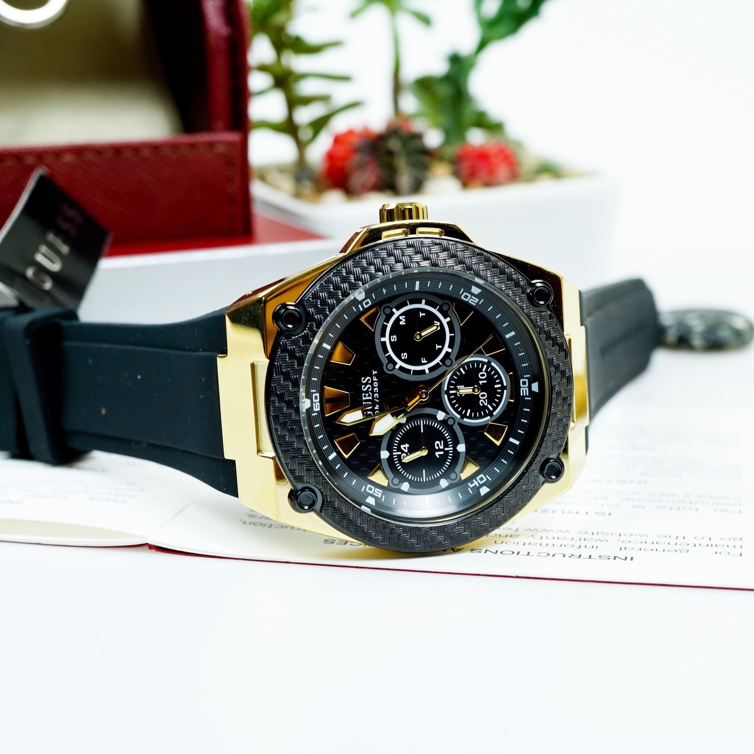 Đồng Hồ Guess Rigor |Nam Giới |Multifunction |Mặt Đen |Dây Sillicone Đen |Máy Pin (Quartz) |Size 45mm |donghogiatot.vn