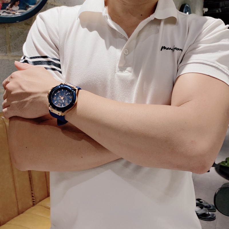 Đồng Hồ Guess Rigor |Nam Giới |Multifunction |Rose Gold |Dây Sillicone Xanh |Máy Pin (Quartz) |Size 45mm |donghogiatot.vn