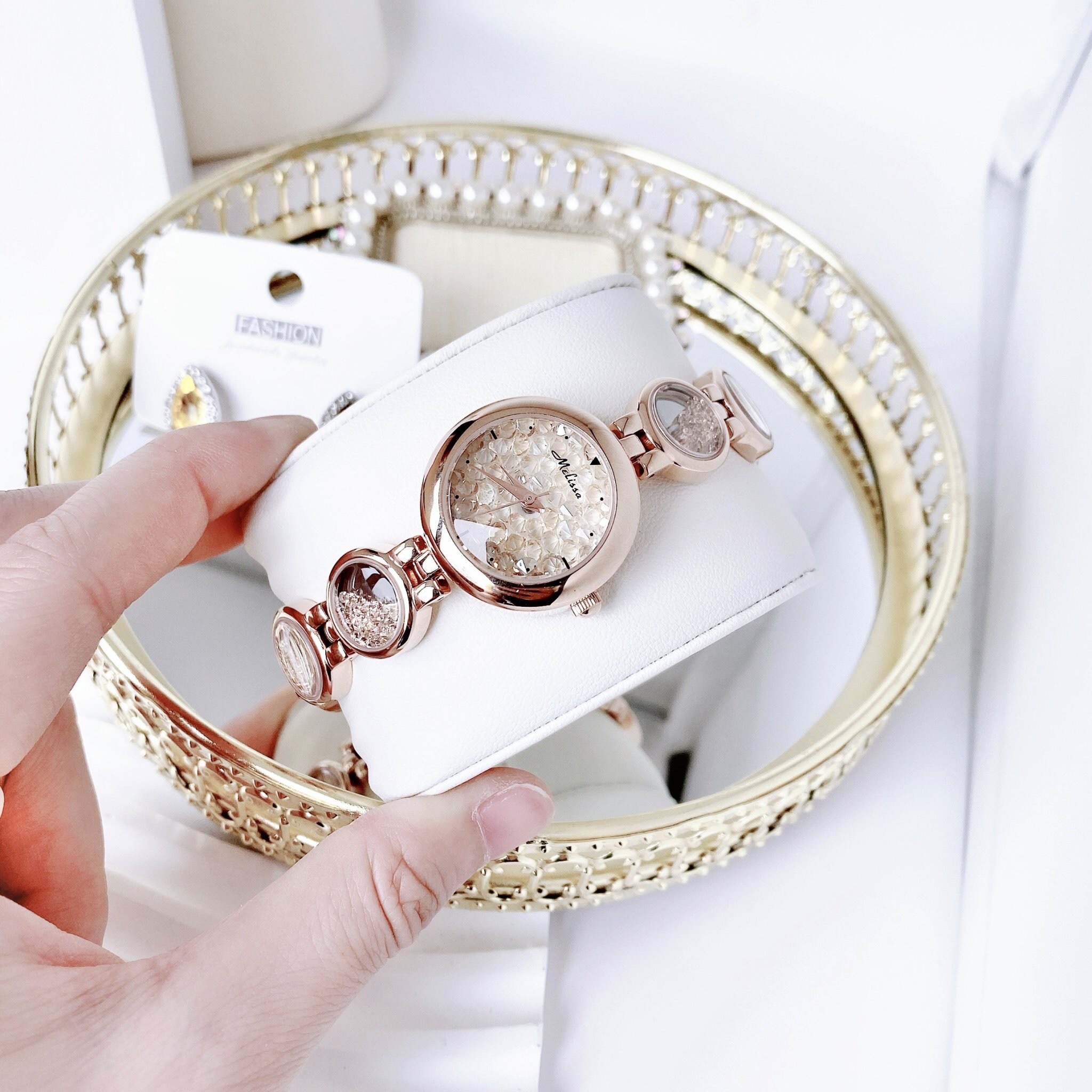 Đồng Hồ Melissa Mặt Tròn |Nữ Giới |Rose Gold |Lắc Tay Đính Đá Rơi Màu Rose |Máy Pin (Quartz) |Size 28mm |donghogiatot.vn
