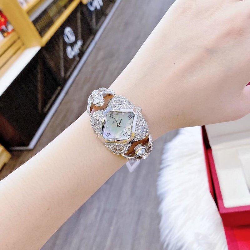 Đồng Hồ Melissa Mặt Vuông |Nữ Giới |Đính Đá |Lắc Tay Trắng Silver |Máy Pin (Quartz) |Size 38mm |donghogiatot.vn