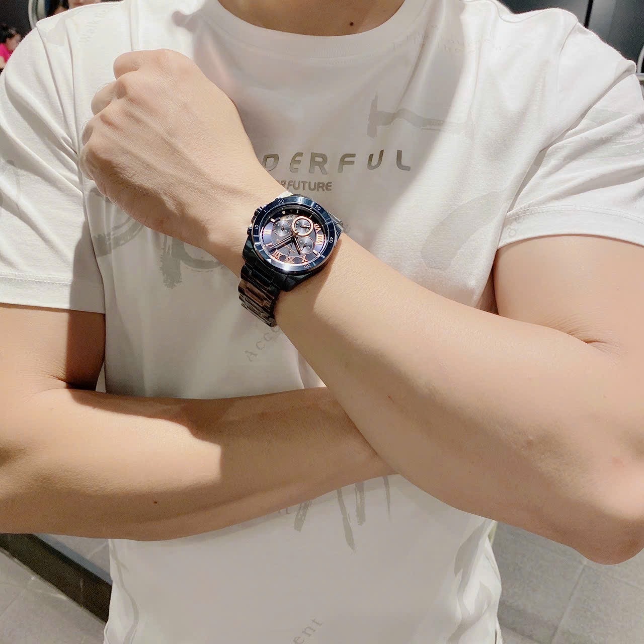 Đồng Hồ Michael Kors Brecken |Nam Giới |Mặt Chronograph |Dây Kim Loại Xanh Navy |Máy Pin (Quartz) |Size 45mm |donghogiatot.vn