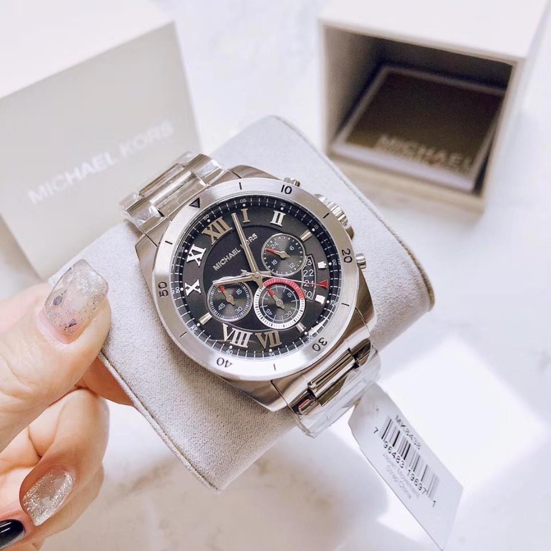 Đồng Hồ Michael Kors Brecken |Nam Giới |Mặt Đen |Dây Kim Loại Silver |Máy Pin (Quartz) |Size 45mm |donghogiatot.vn