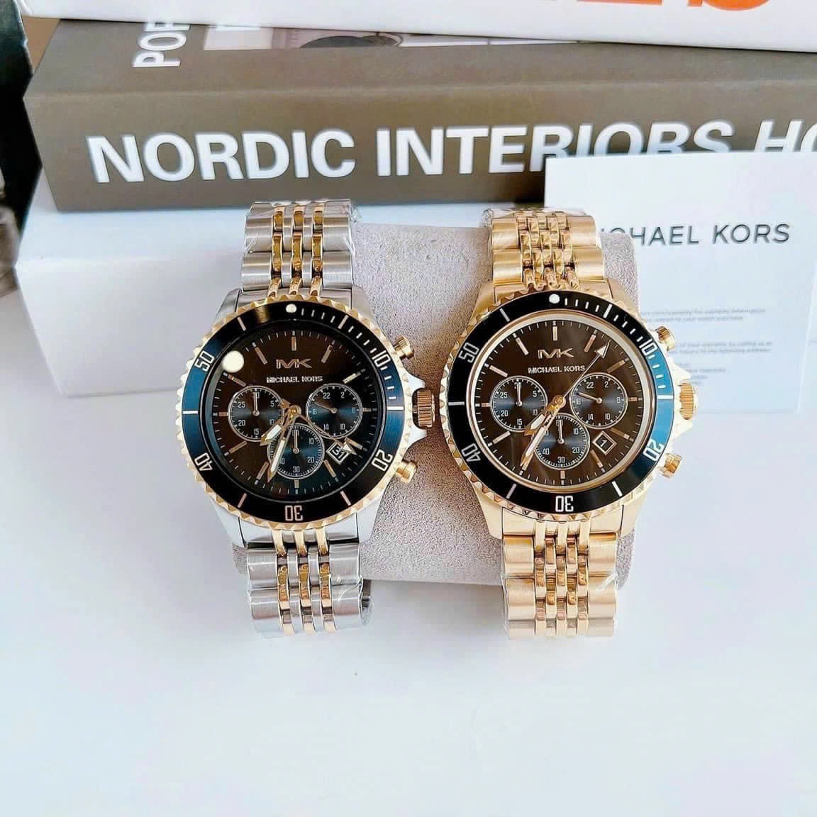 Đồng Hồ Michael Kors Bayville Chronograph |Nam Giới |Mặt Đen |Dây Kim Loại Vàng Gold |Máy Pin (Quartz) |Size 44mm |donghogiatot.vn