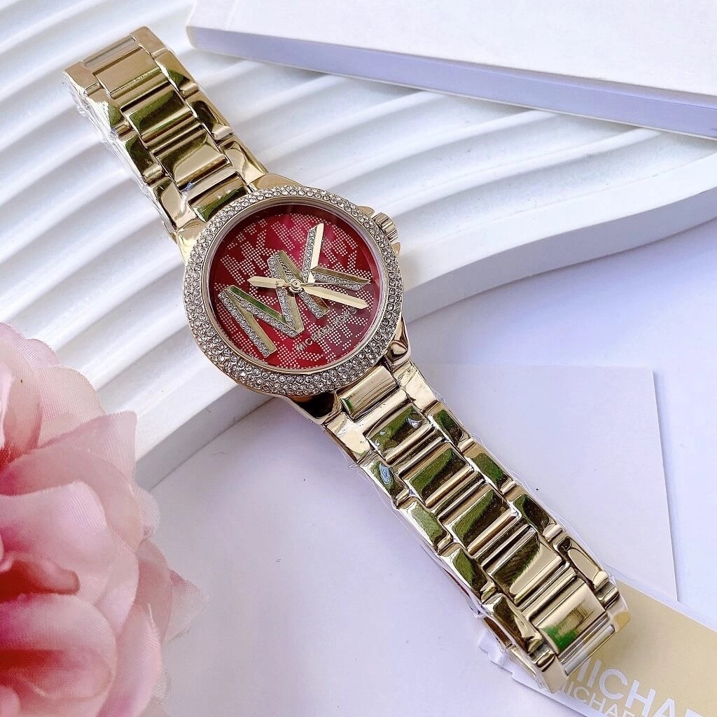 Đồng Hồ Michael Kors Calille |Nữ Giới |Vàng Gold |Mặt Đỏ |Dây Kim Loại |Máy Pin (Quartz) |Size 33mm |donghogiatot.vn