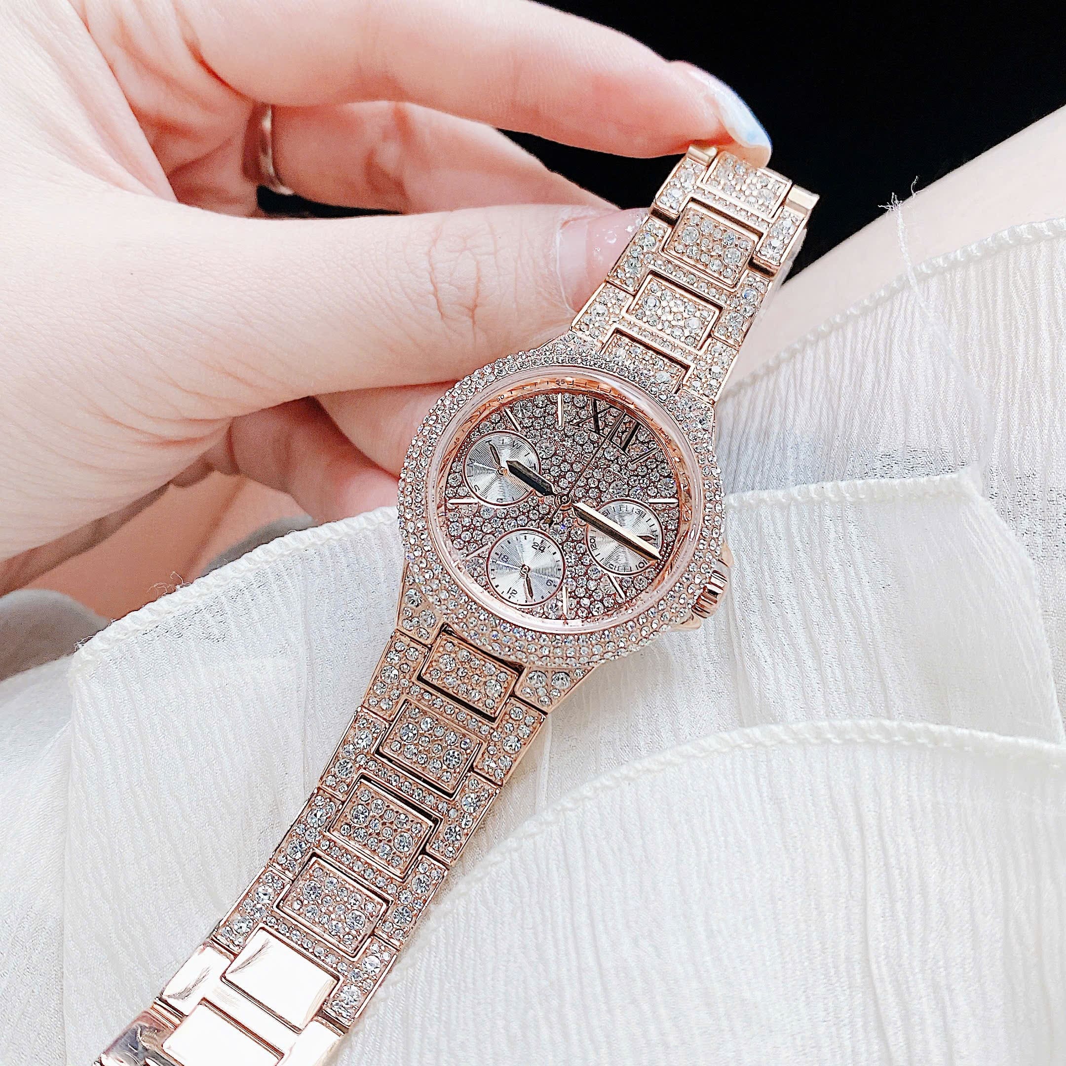 Đồng Hồ Michael Kors Camille |Nữ Giới |Full Đá |Dây Kim Loại Rose Gold |Máy Pin (Quartz) |Size 33mm |donghogiatot.vn