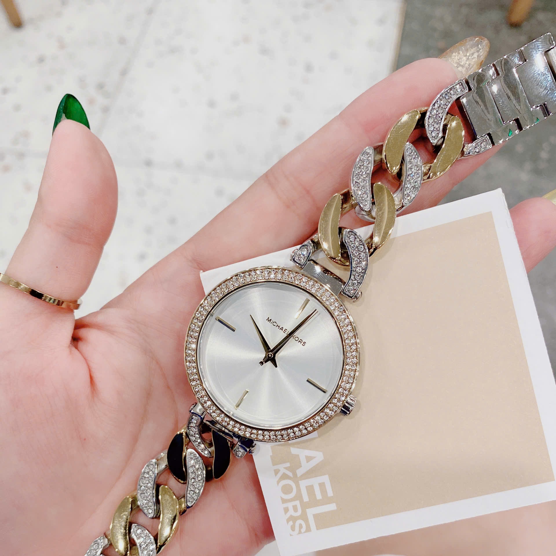 Đồng Hồ Michael Kors Catelyn |Nữ Giới |Đính Đá |Dây Mắt Xích Demi Vàng Gold |Máy Pin (Quartz) |Size 38mm |donghogiatot.vn