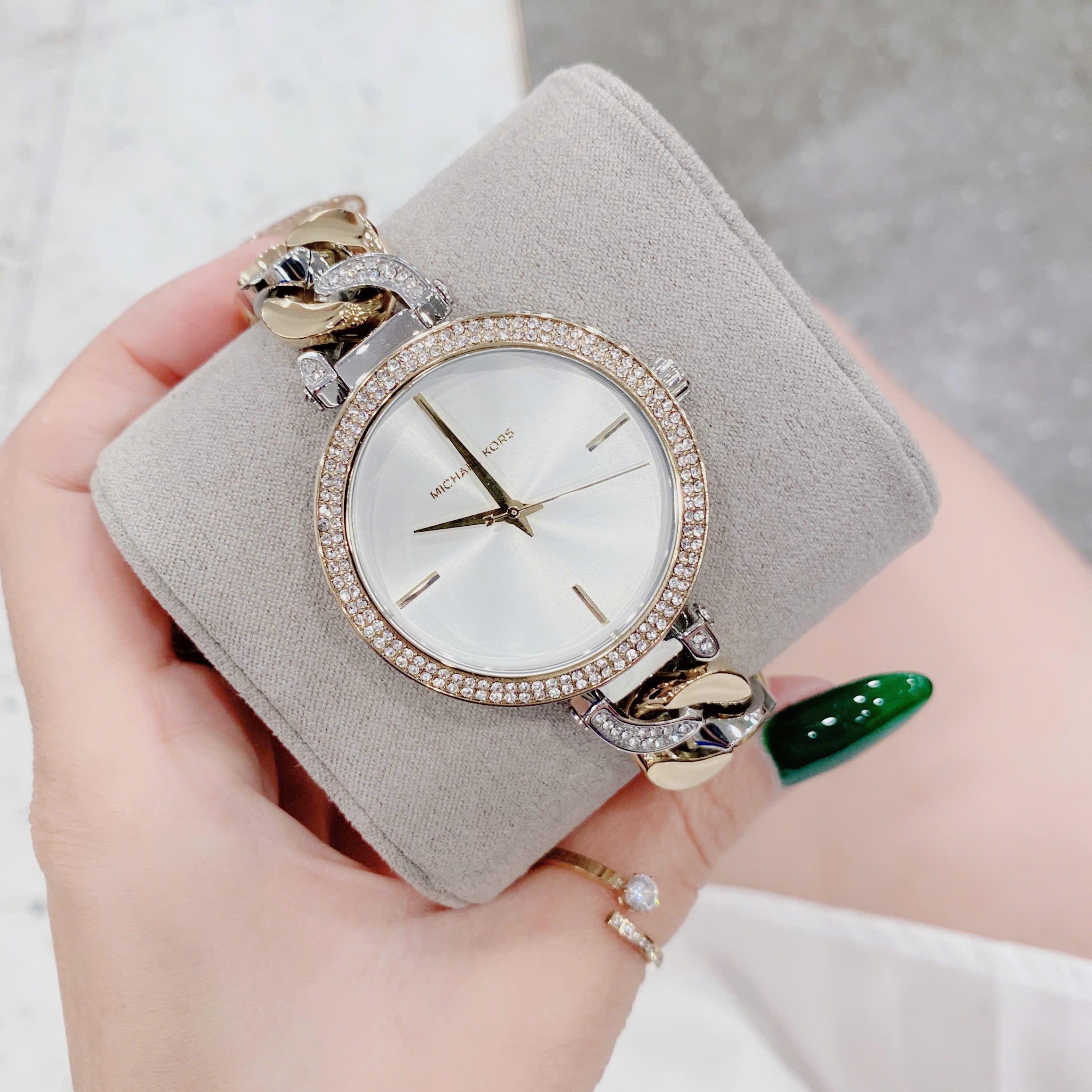 Đồng Hồ Michael Kors Catelyn |Nữ Giới |Đính Đá |Dây Mắt Xích Demi Vàng Gold |Máy Pin (Quartz) |Size 38mm |donghogiatot.vn