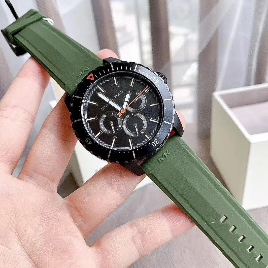 Đồng Hồ Michael Kors 6 Kim |Nam Giới |Mặt Full Đen |Dây Cao Su Xanh Rêu |Máy Pin (Quartz) |Size 40mm |donghogiatot.vn